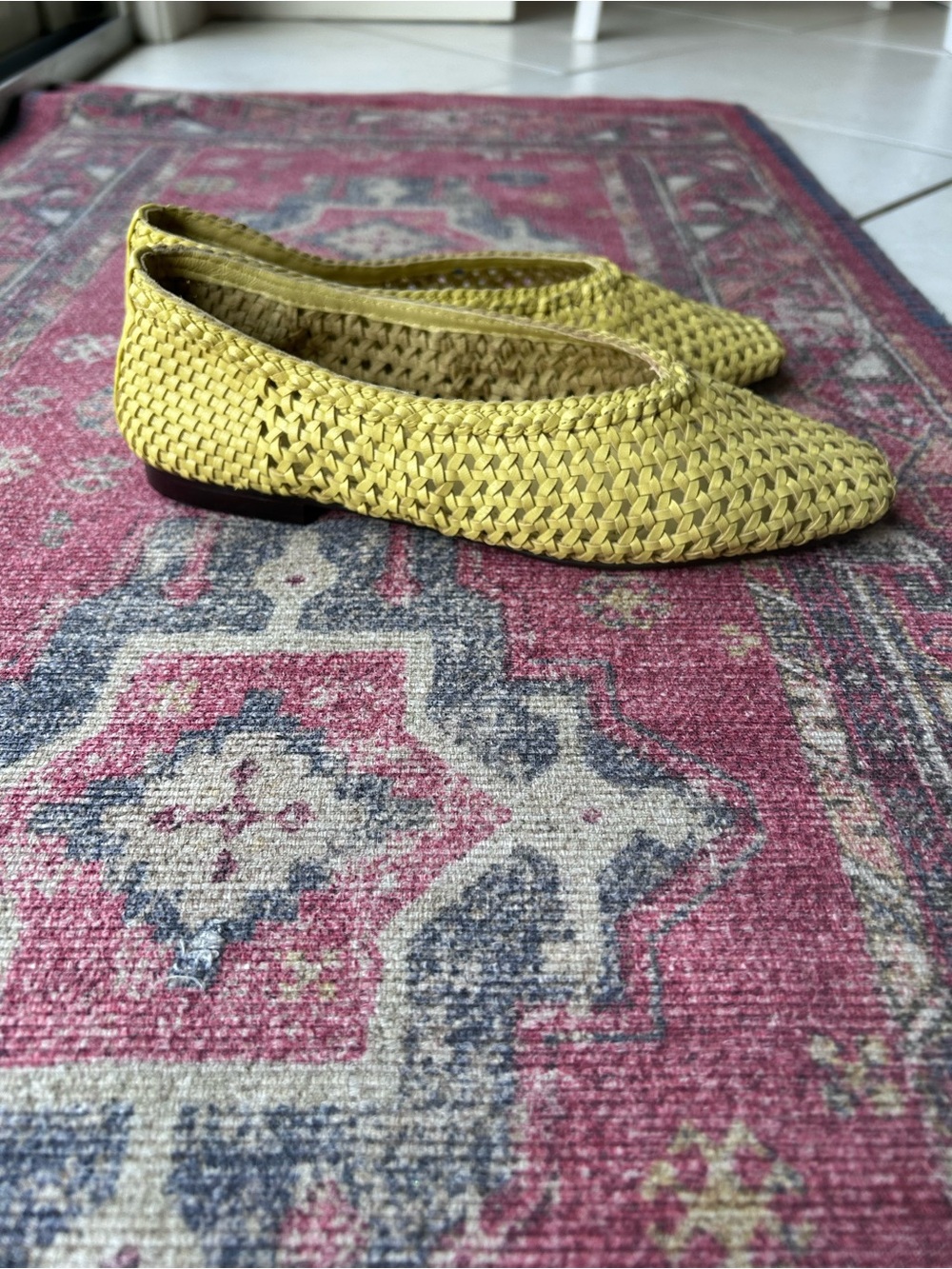 Madewell The Mylie Woven Ballet Flats Yellow Leather Sz (Runs Large) - Picture 5 of 10